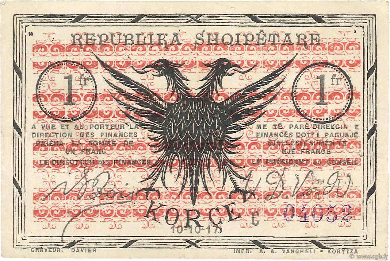 1 Franc ALBANIA  1917 PS.146a XF+