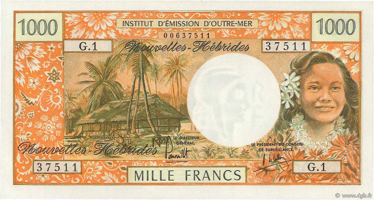 1000 Francs NEW HEBRIDES  1975 P.20b UNC