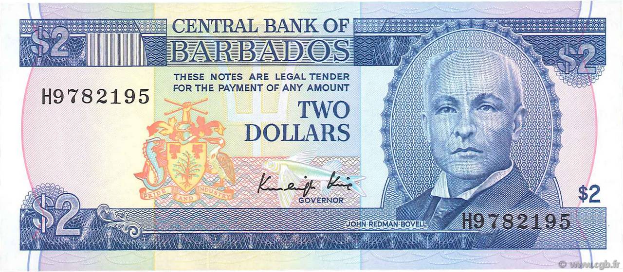 2 Dollars BARBADOS  1986 P.36 UNC
