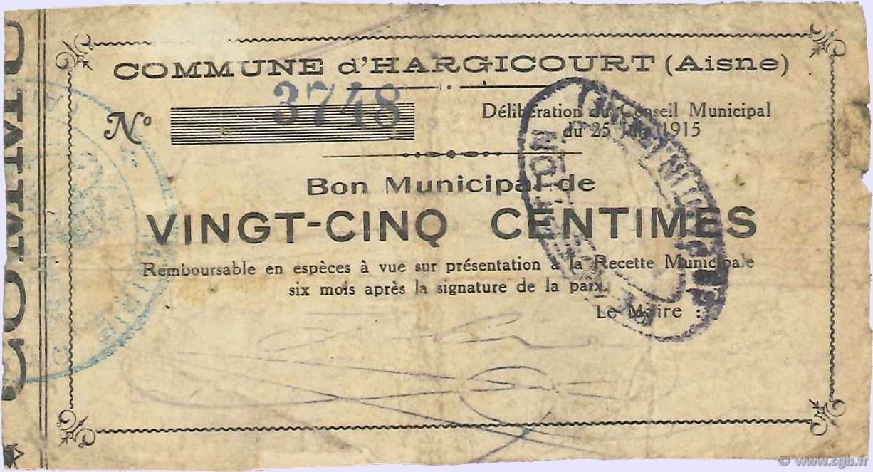 25 Centimes FRANCE regionalismo e varie  1915 JP.02-1143 q.MB