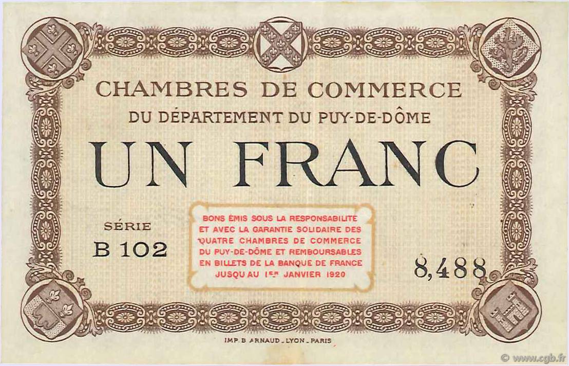 1 Franc FRANCE Regionalismus und verschiedenen Puy-De-Dôme 1918 JP.103.16 VZ
