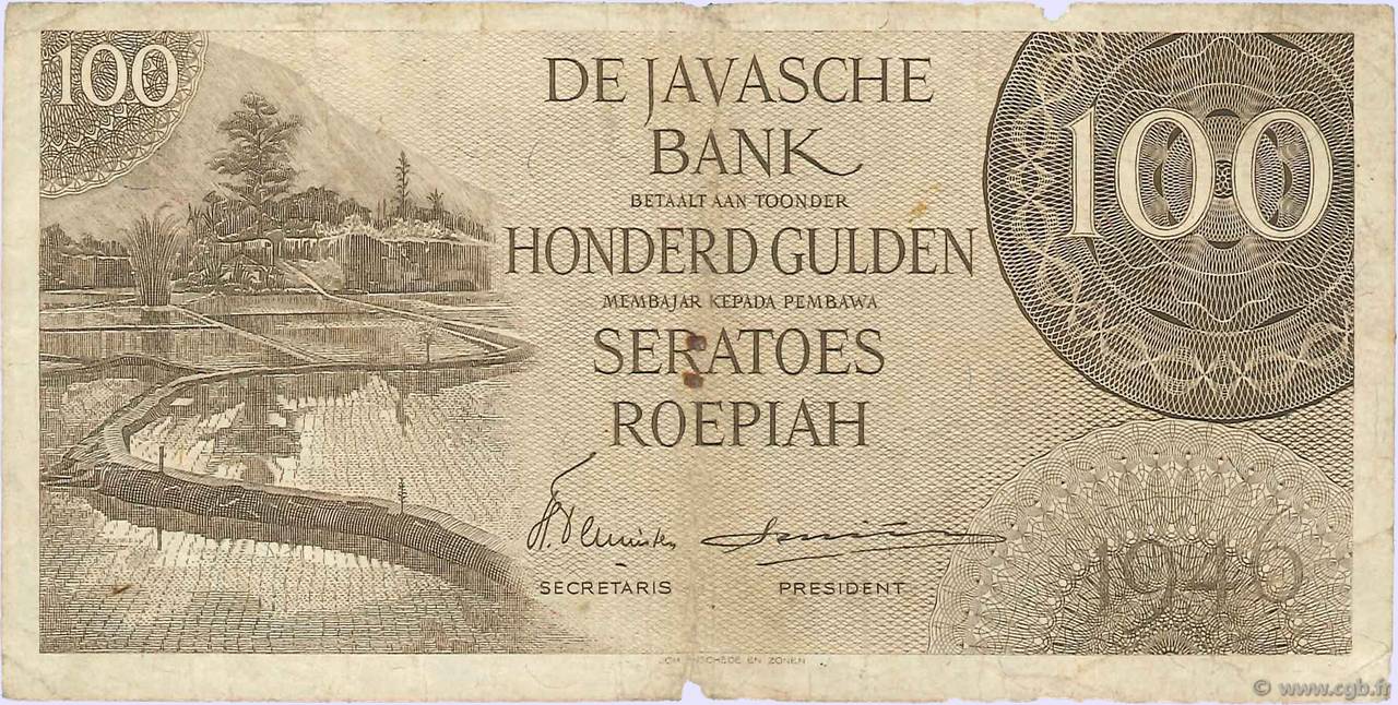100 Gulden NIEDERLÄNDISCH-INDIEN  1946 P.094 fS