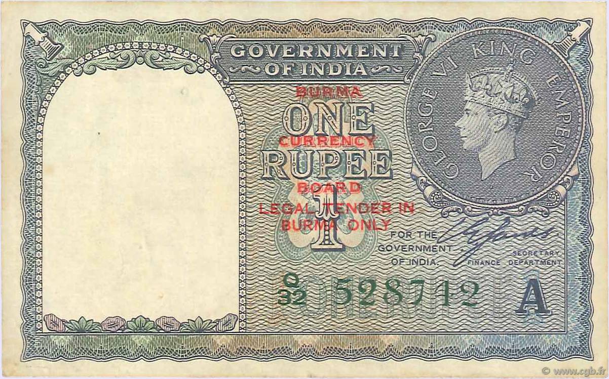 1 Rupee BURMA (VOIR MYANMAR)  1940 P.30 VZ