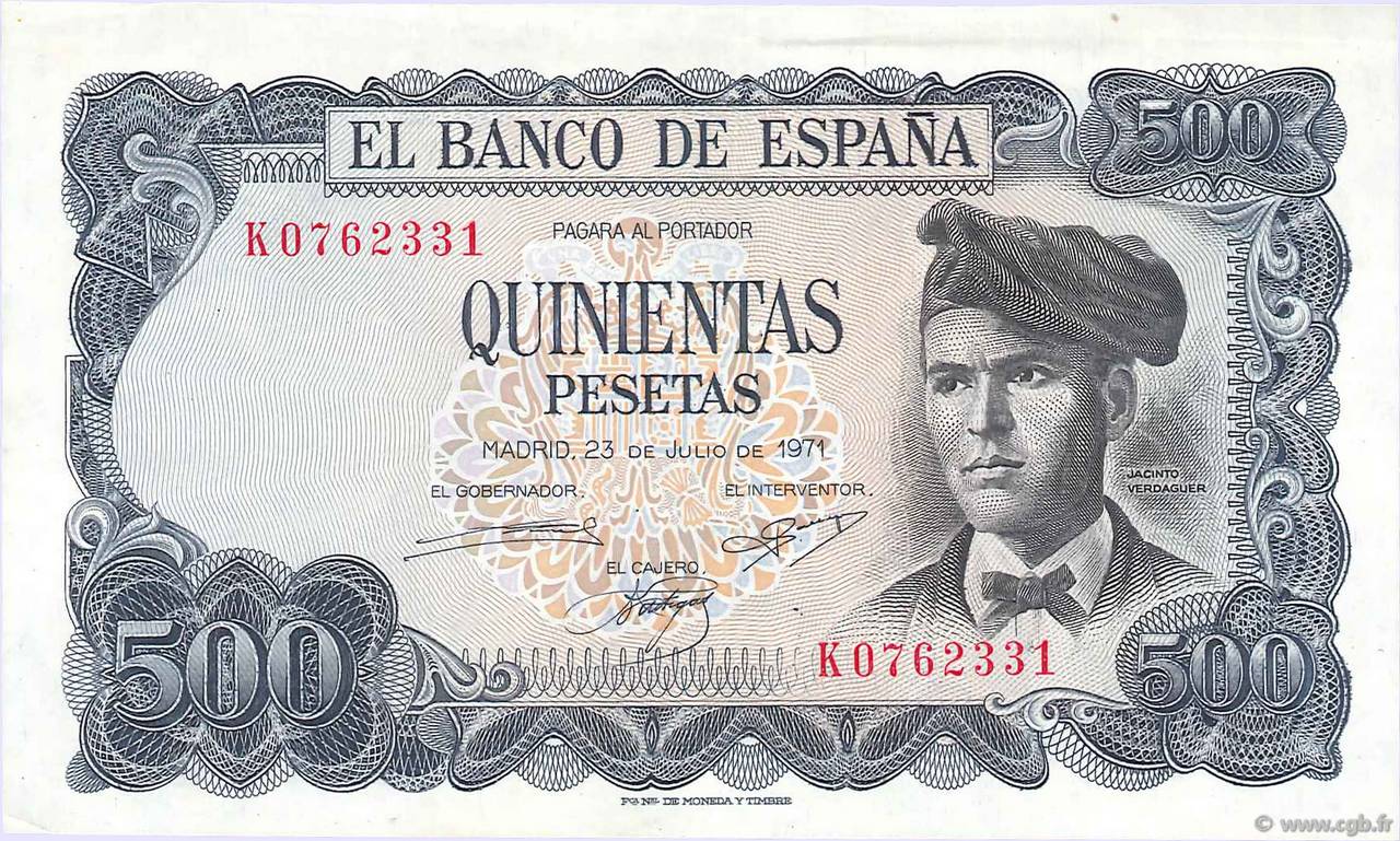 500 Pesetas ESPAÑA  1971 P.153a MBC a EBC