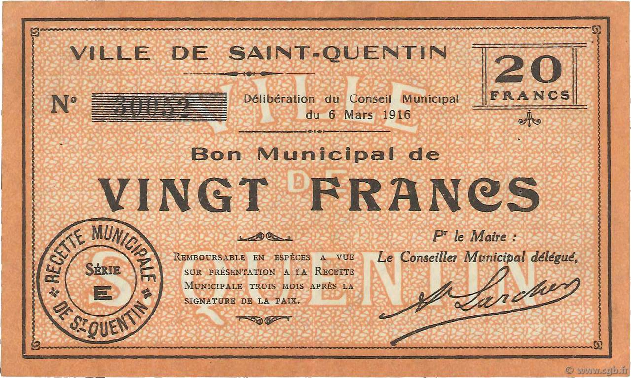 20 francs FRANCE regionalism and miscellaneous  1916 JP.02-2050 XF
