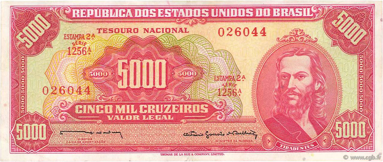 5000 Cruzeiros BRASIL  1964 P.182b EBC