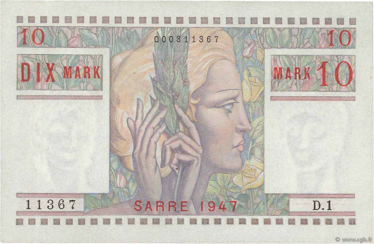 10 Mark SARRE FRANCE  1947 VF.47.01 pr.NEUF
