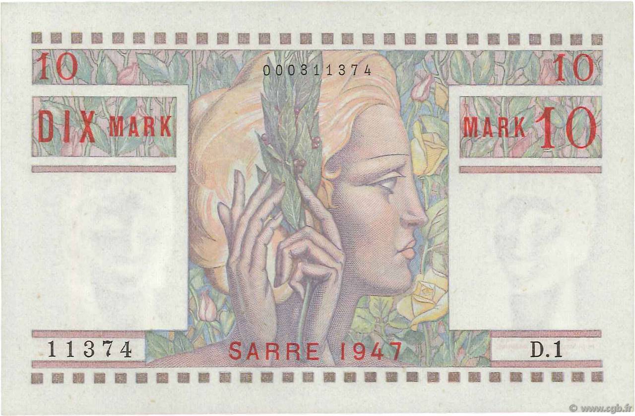 10 Mark SARRE FRANCE  1947 VF.47.01 pr.NEUF