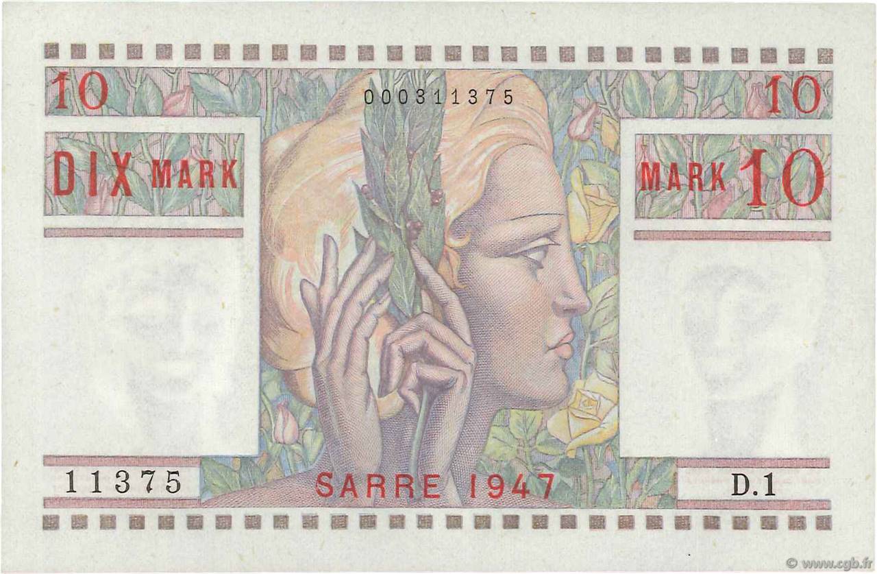 10 Mark SARRE FRANCE  1947 VF.47.01 pr.NEUF