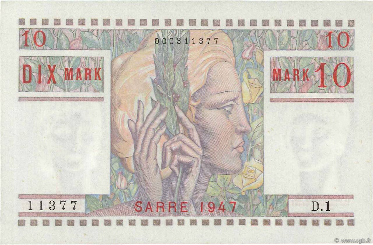 10 Mark SARRE FRANCE  1947 VF.47.01 pr.NEUF