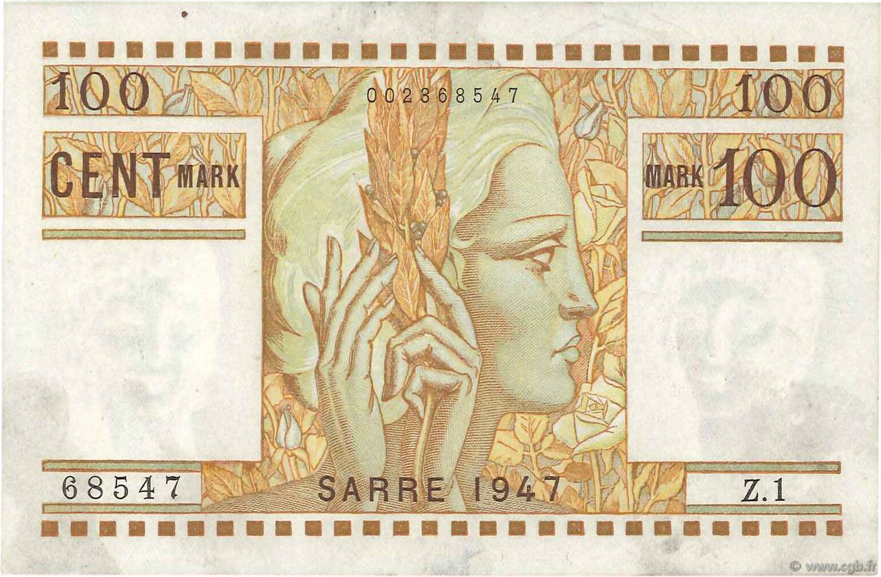 100 Mark SARRE FRANCE  1947 VF.49.01 SUP+