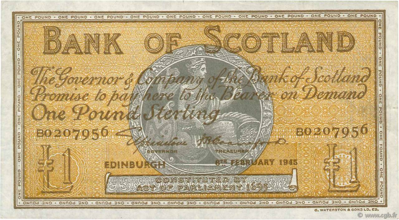 1 Pound SCOTLAND  1945 P.096a VF+