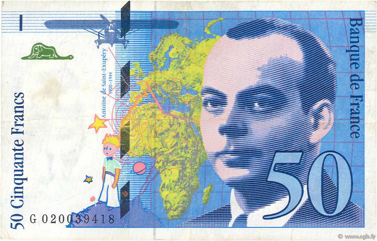 50 Francs SAINT-EXUPÉRY Modifié FRANCE  1994 F.73.01d VF