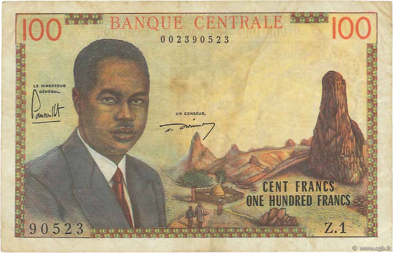 100 Francs CAMERúN  1962 P.10a BC+