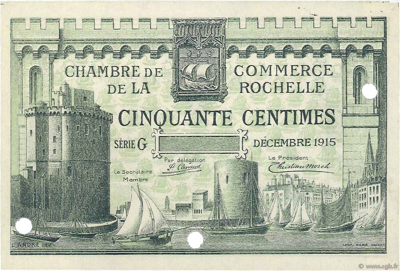 50 Centimes Spécimen FRANCE regionalismo y varios La Rochelle 1915 JP.066.02 SC