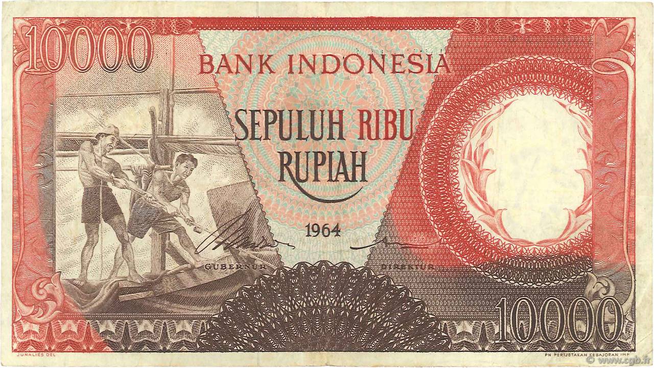 10000 Rupiah INDONESIEN  1964 P.099 SS