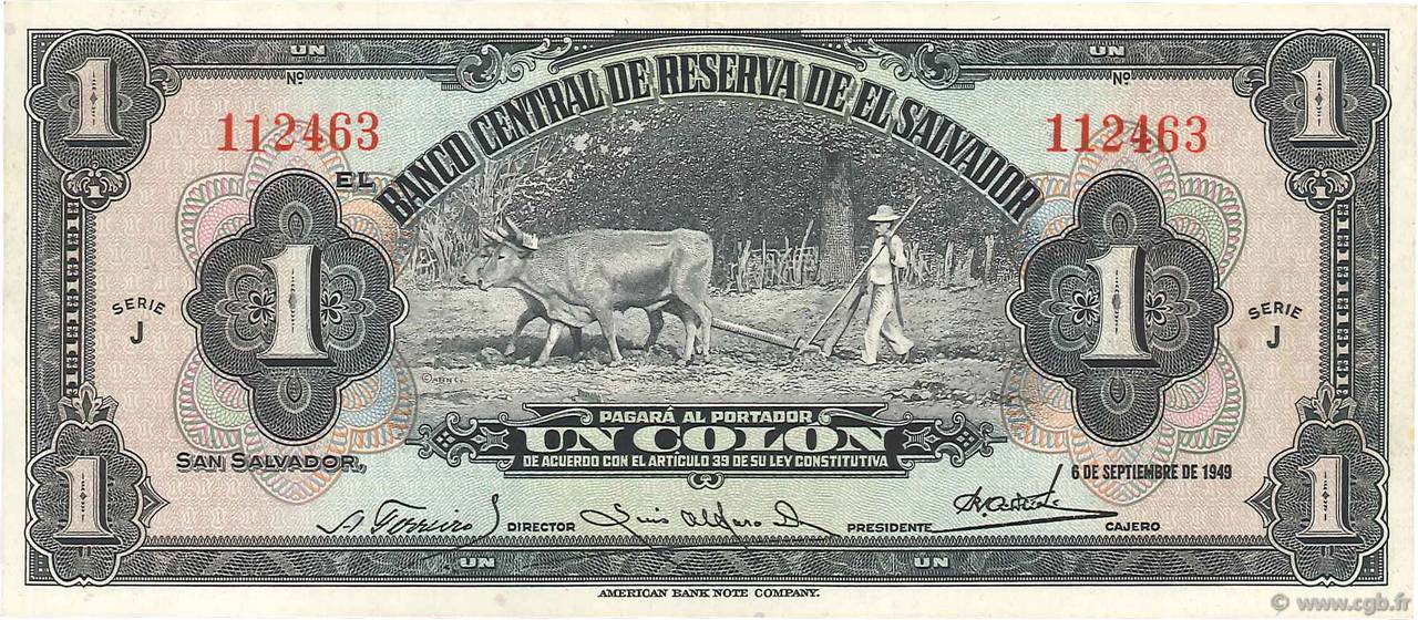 1 Colon EL SALVADOR  1949 P.083a XF