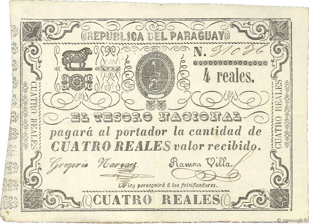 4 Reales PARAGUAY  1865 P.020 MBC