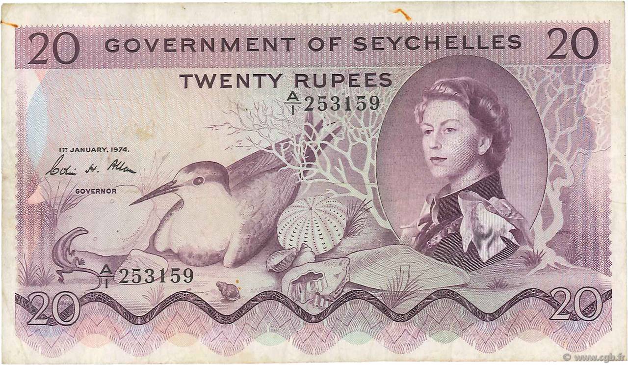 20 Rupees SEYCHELLES  1974 P.16c q.BB
