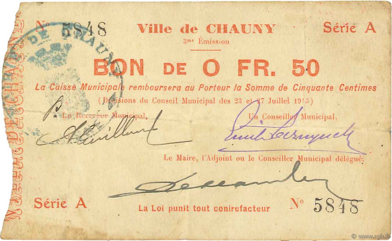 50 Centimes FRANCE Regionalismus und verschiedenen  1915 JP.02-0479 SS