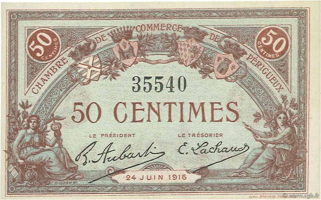 50 Centimes FRANCE regionalismo e varie Périgueux 1916 JP.098.16 FDC