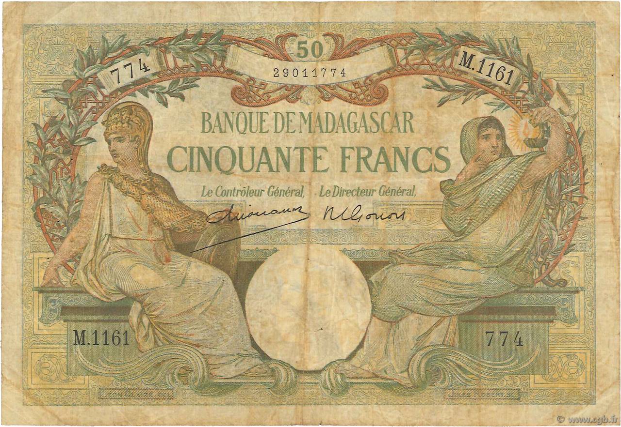50 Francs MADAGASCAR  1948 P.038 q.MB