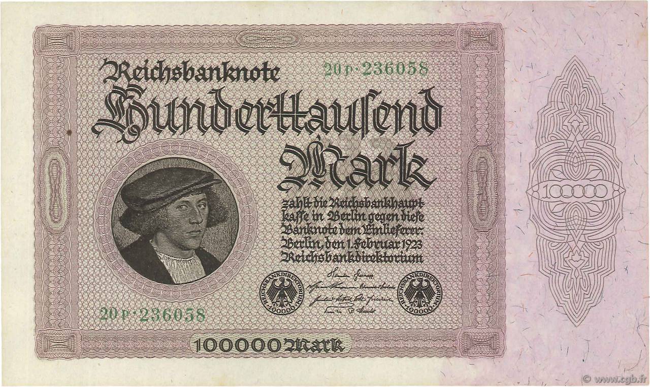 100000 Mark ALEMANIA  1923 P.083 SC+