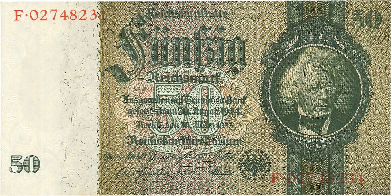 50 Reichsmark ALEMANIA  1933 P.182b SC