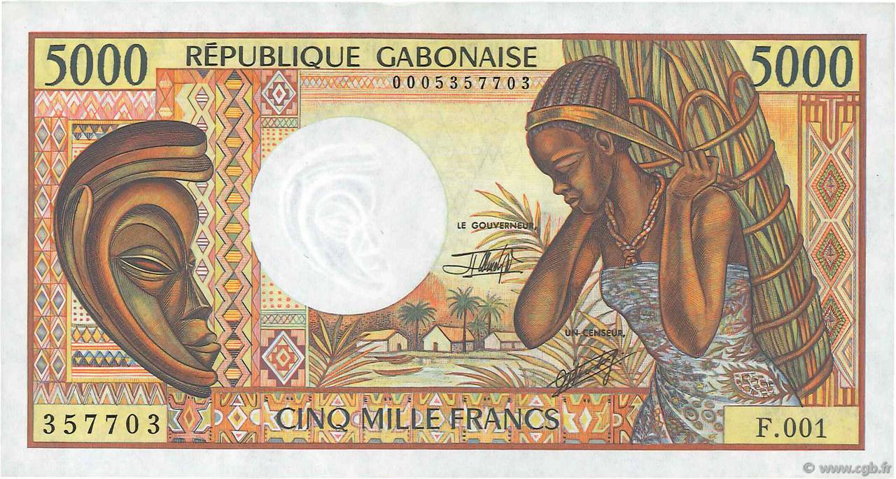 5000 Francs  GABON  1984 P.06a q.AU