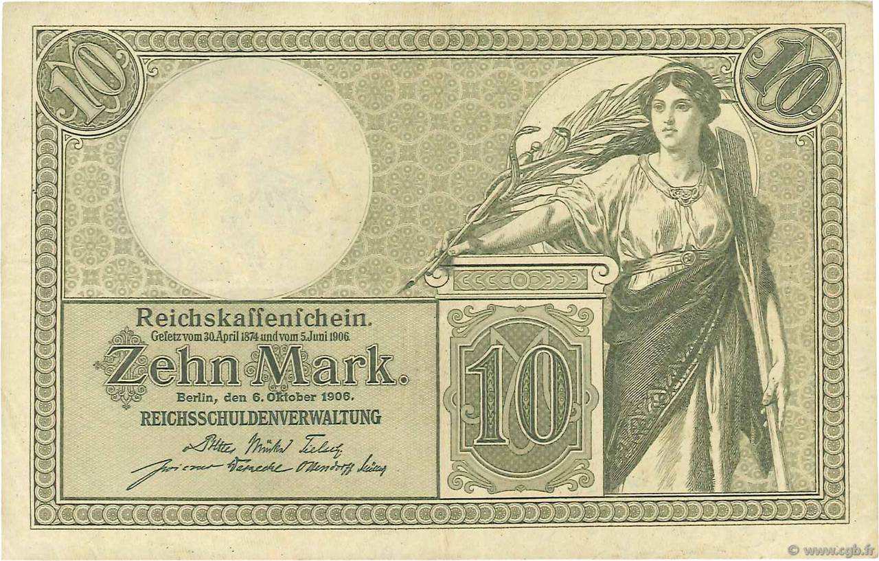 10 Mark ALEMANIA  1906 P.009b MBC