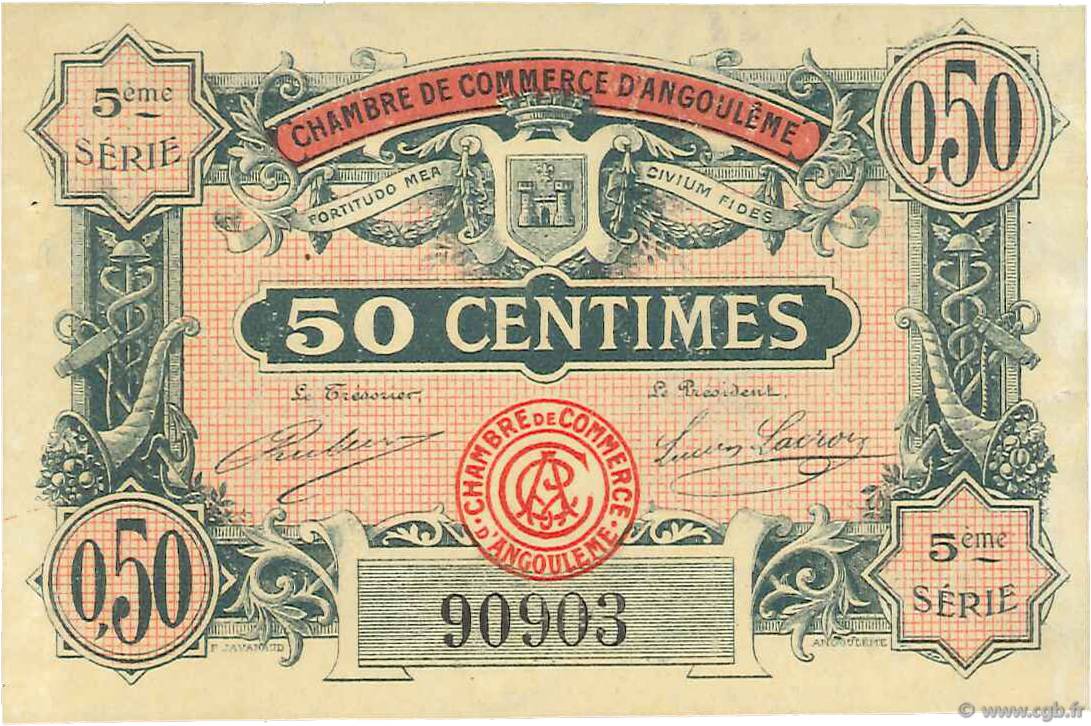 50 Centimes FRANCE regionalism and various Angoulême 1917 JP.009.33 VF - XF