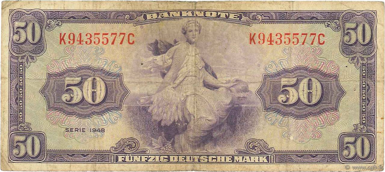 50 Deutsche Mark GERMAN FEDERAL REPUBLIC  1948 P.07a S