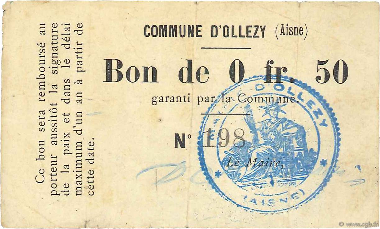 50 Centimes FRANCE regionalism and various  1916 JP.02-1714v VF