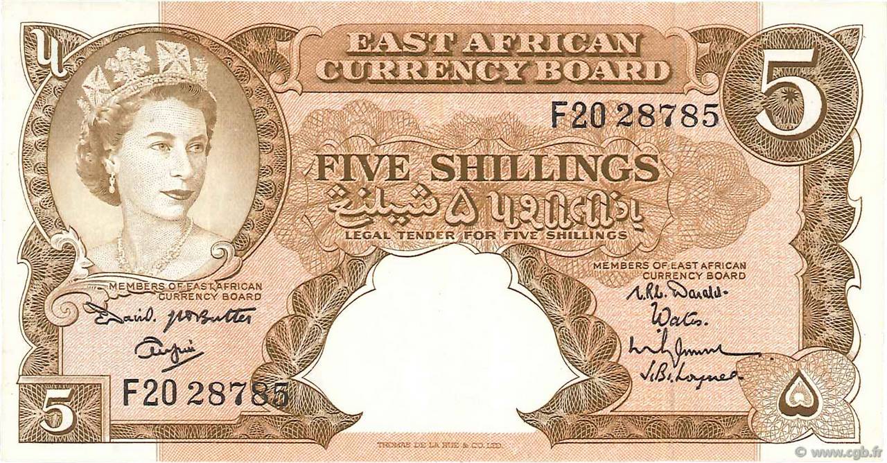 5 Shillings ÁFRICA ORIENTAL BRITÁNICA  1961 P.41a EBC