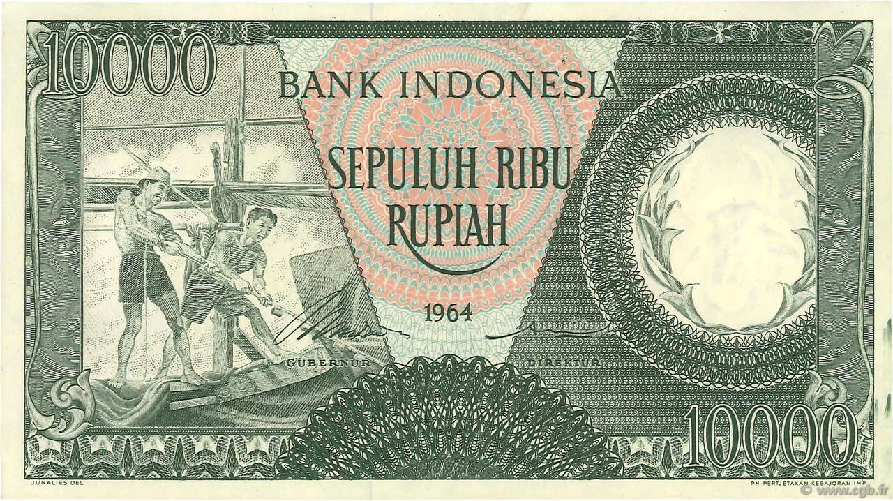 10000 Rupiah INDONESIEN  1964 P.100 VZ