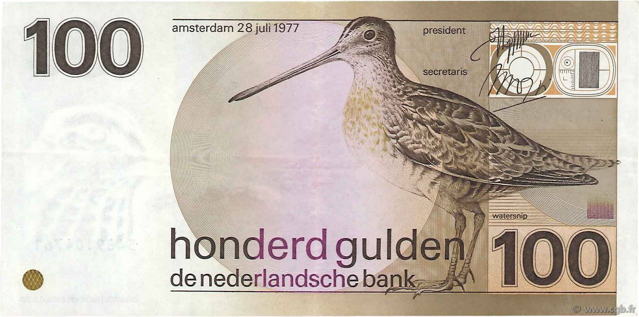 100 Gulden NETHERLANDS  1977 P.097a VF+