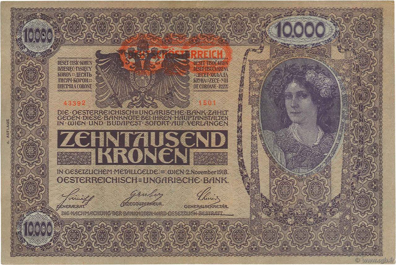 10000 Kronen AUSTRIA  1919 P.066 EBC+