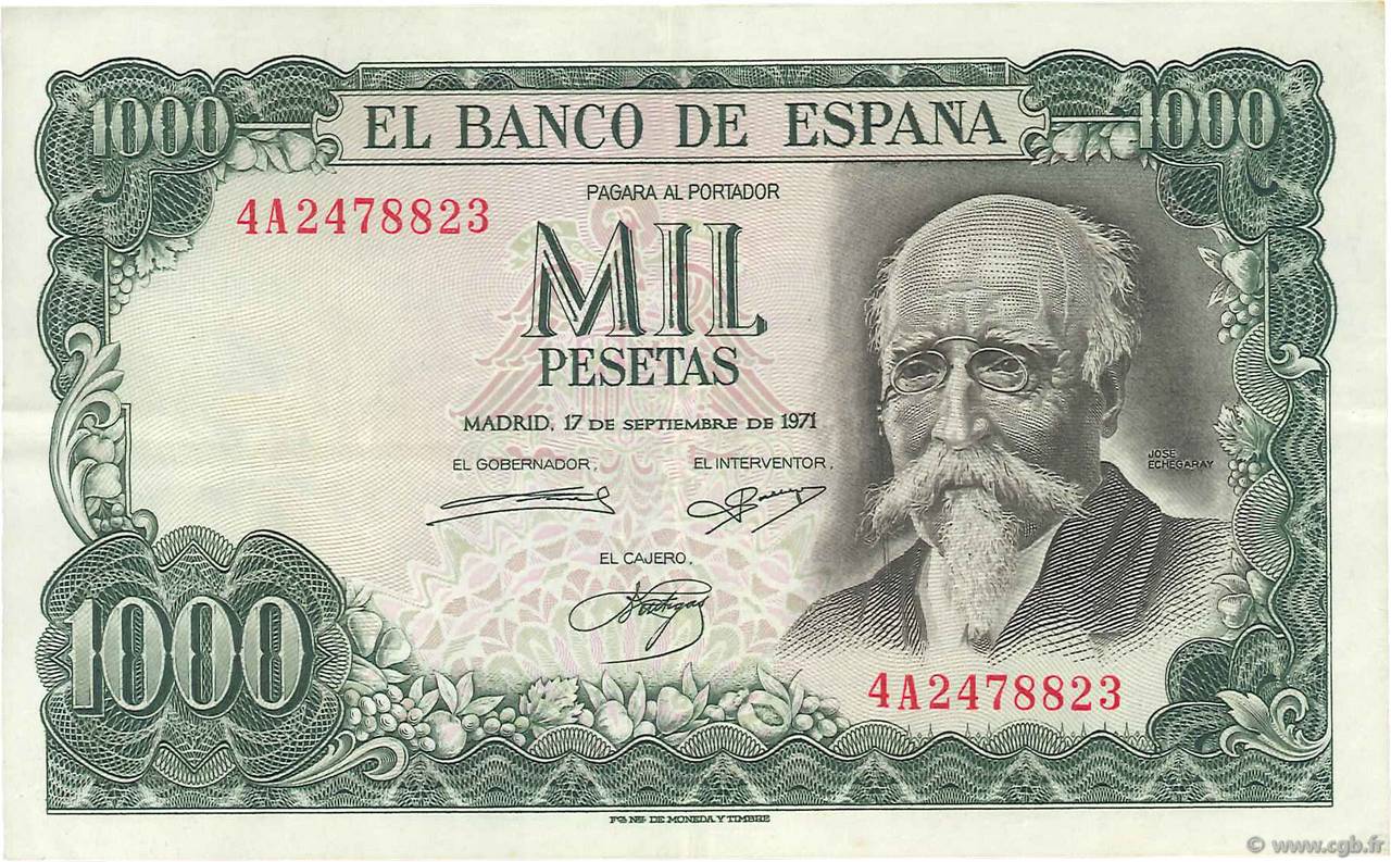 1000 Pesetas ESPAÑA  1971 P.154 MBC
