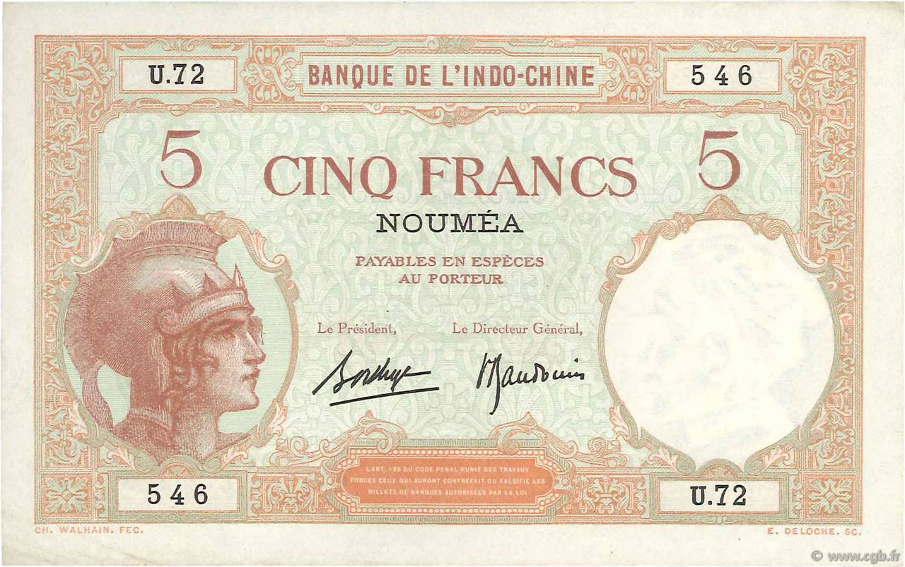 5 Francs NOUVELLE CALÉDONIE  1940 P.36b VZ