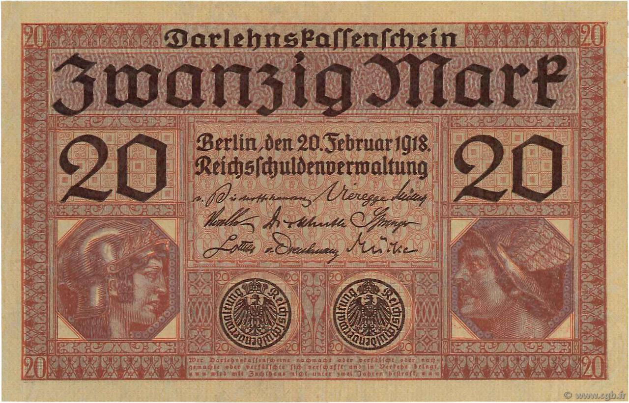 20 Mark GERMANIA  1918 P.057 q.FDC