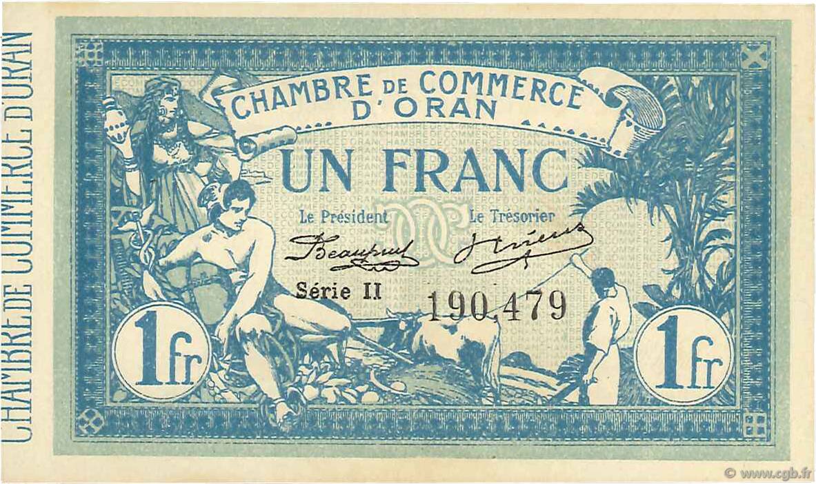 1 Franc ALGERIA Oran 1915 JP.141.08 q.FDC