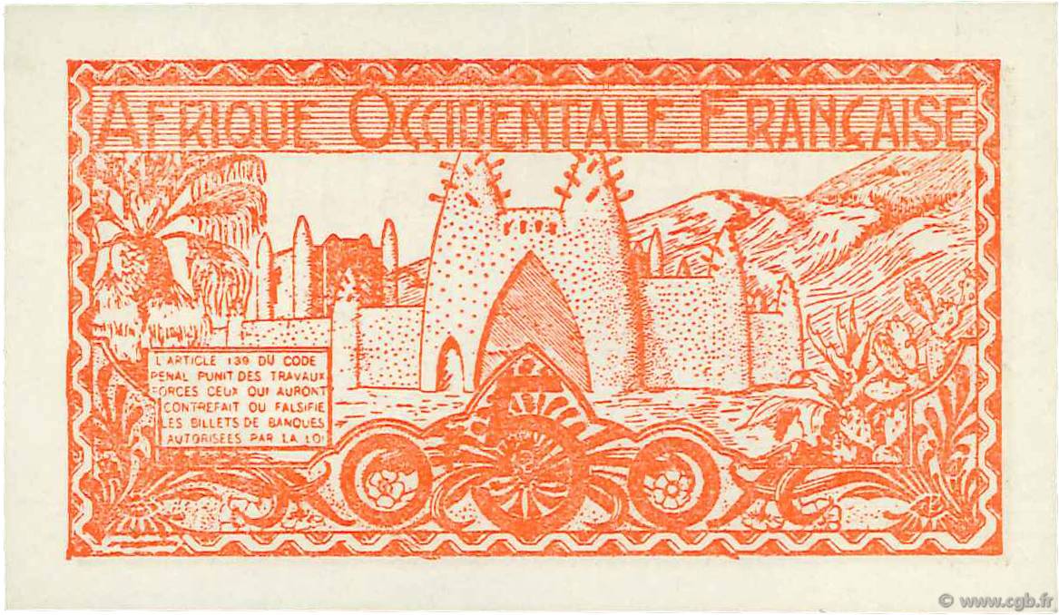 0,50 Franc FRENCH WEST AFRICA  1944 P.33 AU+