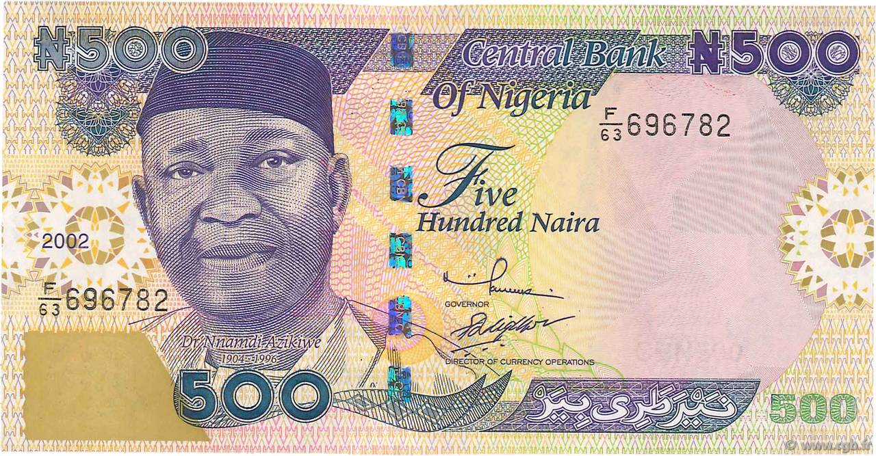 500 Naira NIGERIA  2002 P.30b UNC