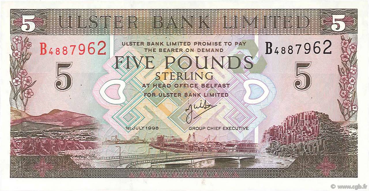 5 Pounds NORTHERN IRELAND  1998 P.335b FDC