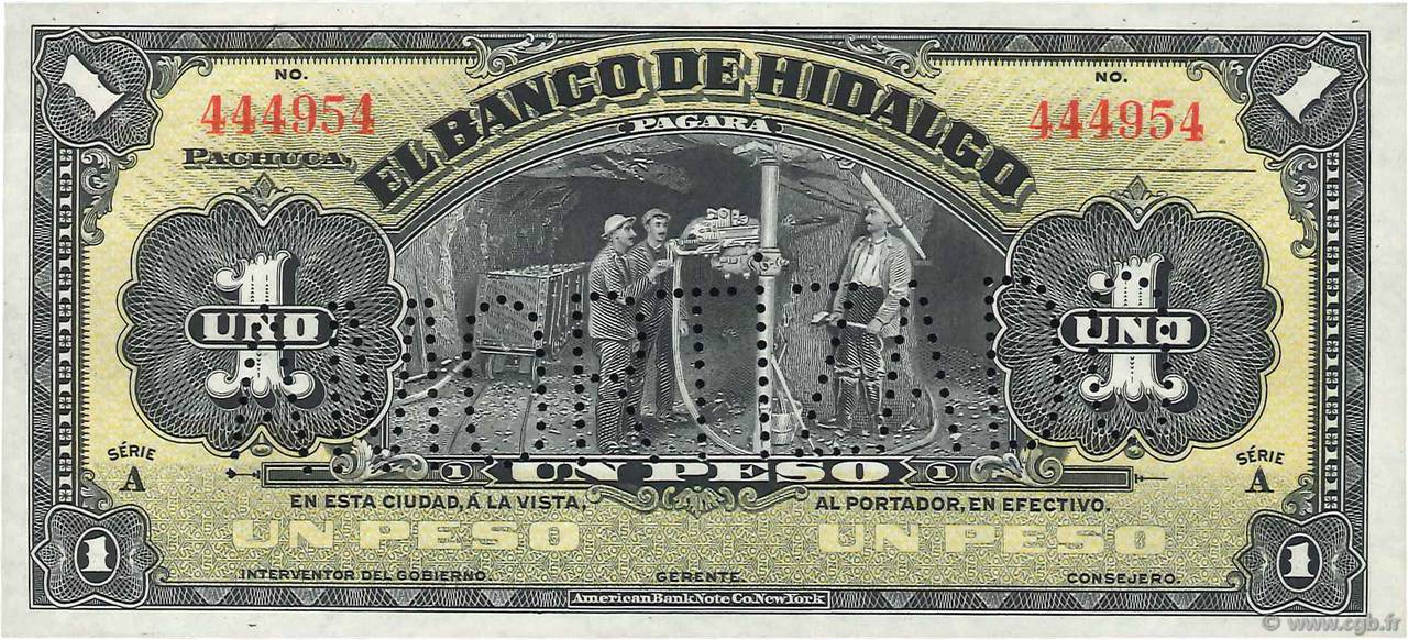 1 Pesos MEXICO Hidalgo 1914 PS.0304b UNC