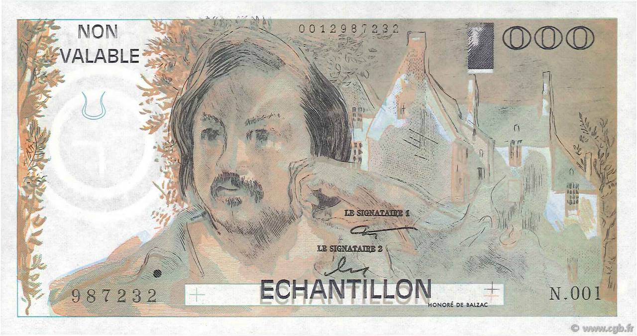 1000 Francs BALZAC Échantillon FRANCIA  1980 EC.1980.01 FDC