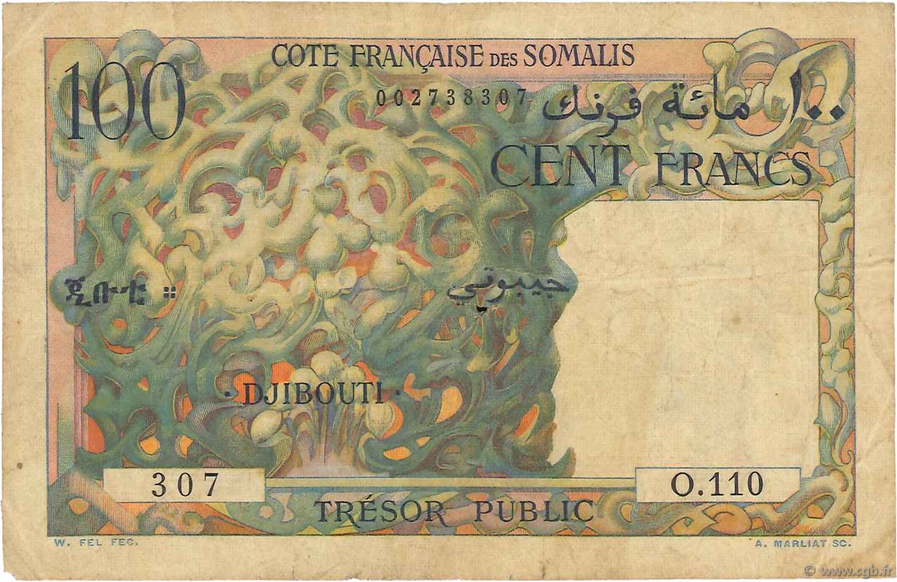 100 Francs DSCHIBUTI   1952 P.26 SGE
