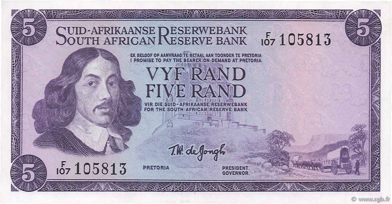 5 Rand SOUTH AFRICA  1974 P.112b UNC-