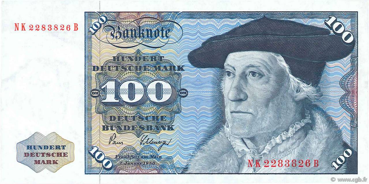 100 Deutsche Mark GERMAN FEDERAL REPUBLIC  1980 P.34d AU