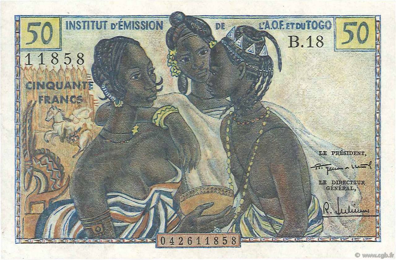 50 Francs FRENCH WEST AFRICA  1956 P.45 MBC